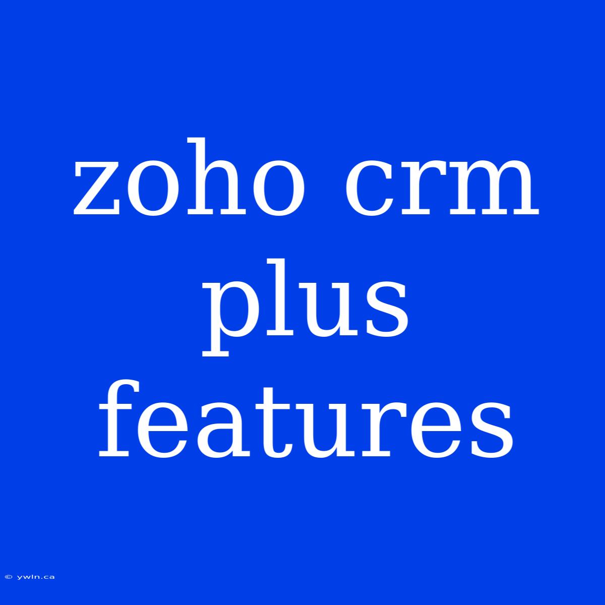 Zoho Crm Plus Features