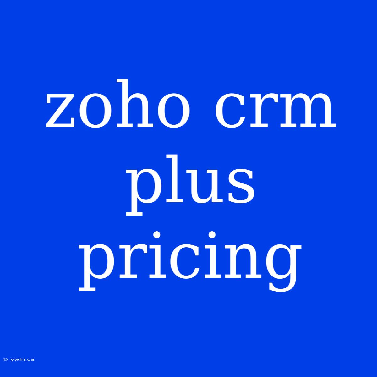 Zoho Crm Plus Pricing