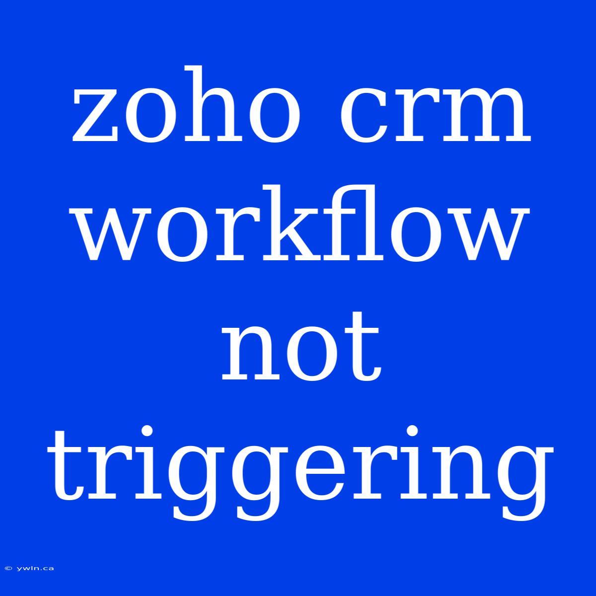 Zoho Crm Workflow Not Triggering